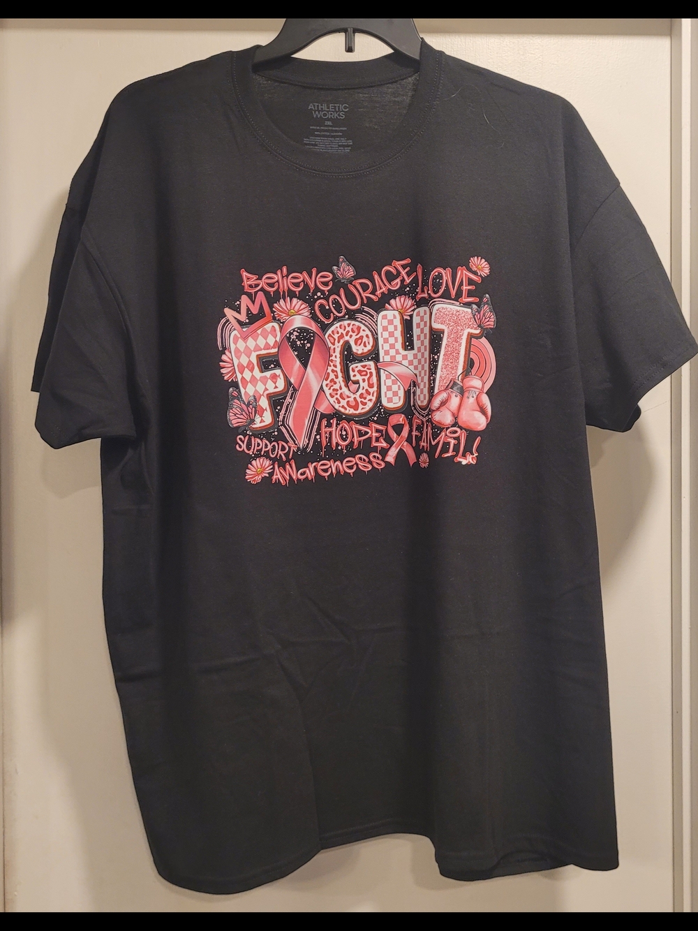 'FIGHT' Breast Cancer Awareness T-Shirt Mens 2X Or Women 3X
